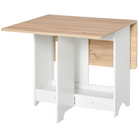 HOMCOM Drop-Leaf Folding Dining Table with Storage Shelf for 4-6 - Oak-Space-saving design is perfect for small living spaces