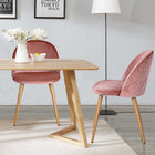FurnitureR Velvet Dining Side Chair - Rose - 2 Pack-Straight metal tube legs and the bottom of the chair legs has a plastic, a nice soft rubber floor protectors for sensitive flooring