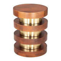 Zuo Marigot Side Table - Walnut-Mango Wood round shape tabletop