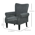 HOMCOM Fabric Accent Chair with Wood Legs - Rolled Arms for Living Room - Dark Grey-Deigned with adjustable foot to keep stable on uneven floor  
