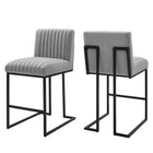 Modway Indulge Channel Tufted Fabric Counter Stools - Light Gray - Set of 2-Channel Tufted Counter Stools - Set of 2