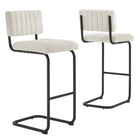 Modway Parity Boucle Bar Stools - Black Ivory - Set of 2-Powder-Coated Metal