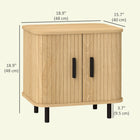 HOMCOM Nightstand with Shutter Doors - Oak - Set of 2-Solid engineered wood and robust steel legs offer strong support