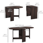 HOMCOM Oval Drop Leaf Space-Saving Folding Dining Table for 4-6 - Distressed Brown-Subtle wood textured design adds natural beauty to your indoor space
