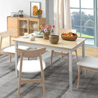 HOMCOM Farmhouse Kitchen Table with Wood Frame for Dining Room - Natural Wood-Non-slip foot pads protect the floor from scratched