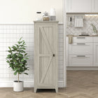 HOMCOM 48" H Kitchen Pantry Cabinet with Barn Door - Grey-Two 3-level adjustable shelves offer flexible storage 
