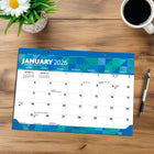 Plato Large Print 2026 Calendar Desk Pad - 15.5" x 11"-Large, Roomy Day Blocks - All major holidays and moon phases listed, with plenty of room for writing notes and appointments