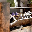 HOMCOM Narrow Shoe Cabinet in Farmhouse Style - Rustic Brown-Anti-tipping kit ensures stability and safety