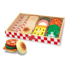 Melissa & Doug Sandwich-Making Wooden Play Food Set -Makes a satisfying "crunch" sound when the included wooden knife slices the pieces apart