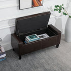 HOMCOM Storage Bench with Flip Top Ottoman - Brown-Easy Assembly Required;