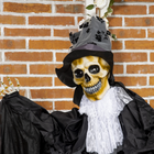 Outsunny 6' Life Size Animated Grim Reaper with Sound Motion Activation - Black-Battery-powered Halloween decoration 
