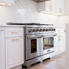 Kucht 48" KFX-X Series Pro Style Propane Gas Range - Stainless Steel-Heavy duty cast iron grates allow moving cookware across burners without lifting