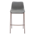 Zuo Magnus Barstool - Slate Grey/Walnut - Set of 2-Plush and durable faux leather fabric
