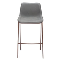 Zuo Magnus Barstool - Slate Grey/Walnut - Set of 2-Plush and durable faux leather fabric