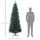 HOMCOM 7' Tall Pencil Artificial Christmas Tree with Steel Base - Green-Foldable metal base simplifies storage and setup