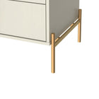 Manhattan Comfort Jasper 25.15" Modern Nightstand - Off White-Steel Legs Brushed with Gold Finish for Style and Durability