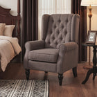 HOMCOM Fabric Accent Chair with Wood Legs - Rolled Arms for Bedroom - Brown-Painted finished wood legs with non-slip footpads offer extra balance
