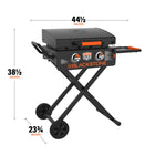 Blackstone OTG 22" Blackout Omnivore Flex-Fold Griddle-Flexfold® legs with ‘Roll & Go’ design: Take your griddle anywhere you can roll it.