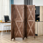 HOMCOM 4-Panel Freestanding Room Divider for Home Office - Natural-Solid paulownia wood with X-shaped farmhouse patterns for solidity and a rustic feeling
