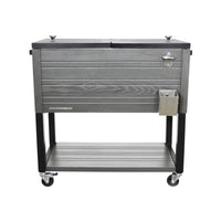 Permasteel 80 Quart Furniture Style Patio Cooler - Grey-80 QT Rolling Patio Cooler
