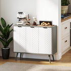 HOMCOM Modern 36" L Sideboard Buffet Cabinet - Grey-Made of particleboard frame and pinewood legs for sturdiness