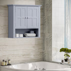 HOMCOM Bathroom Wall Cabinet with Adjustable Shelf and 2 Doors for Hallway, Living Room - Gray-Space saving, can be assembled on wall or over the toilet