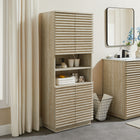 Modway Render Tall Faux Travertine Linen Storage Cabinet - Travertine-Soft-Close Hinges