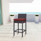 Modway Convene Outdoor Patio Fabric Bar Stool - Espresso Currant-Powder coated aluminum frame