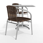 Flash Furniture 27.5" Square Aluminum Indoor-Outdoor Table Set with 2 Dark Brown Rattan Chairs-Designed for Commercial and Residential Use