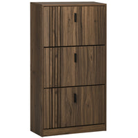 HOMCOM Shoe Storage Cabinet with 3 Flip Drawers for 18 Pairs - Dark Walnut-Compact design, suitable for small entryways or any narrow places