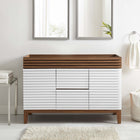 Modway Render 48" Double Sink Compatible Bathroom Vanity Cabinet - White/Walnut-MDF and Particleboard