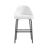 Manhattan Comfort Gracie 22" Modern Leatherette Upholstered Barstool - White and Black-Modern Barstool with Backseat Perfect for Bar and Kitchen Use