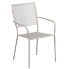 28'' Square Light Grey Indoor-Outdoor Steel Patio Table Set with 4 Square Back Chairs [CO-28SQ-02CHR4-SIL-GG]-4