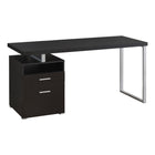 Monarch Specialties 7143 60" Computer Desk - Espresso/Silver Metal-Sleek and stylish 60"l computer desk with espresso brown laminate finish and grey metal frame, perfect for the trendiest home office setups.
