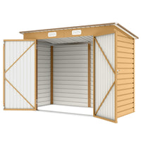 Outsunny Metal Garden Storage Shed with 2 Vents - 8' x 4' - Yellow-Seven support columns with crossbeams and foundation kit for enhanced stability
