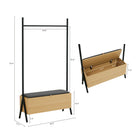 Manhattan Comfort Paloma 38" Modern Linen Weave Upholstered Open Hanging Closet - Natural Oak-Features a Lift Top Bench Designed for Extra Storage Within