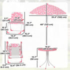 Qaba Kids Picnic Table and Chair Set with 2 Folding Chairs and Removable Umbrella - Pink-Foldable chairs and a lightweight design make it great for travel 