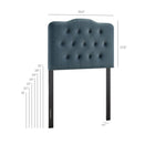 Modway Annabel Stain-Resistant Performance Velvet Twin Headboard - Cadet Blue-Diamond Button Tufting