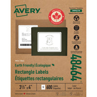 Avery Eco-Friendly White Laser/Inkjet Mailing Labels, 4" x 3-1/3", 600 Pack (48464)-Permanent Label