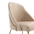Manhattan Comfort Gracie 24.2" Modern Leatherette Upholstered Dining Chair - Tan and Gold - Set of 2-Features High Density Foam Filled For Comfort and Durability
