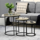 HOMCOM Nesting Tables- Grey - Set of 3-Made of MDF board and steel frame, which is stable and reliable for daily use 