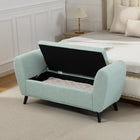 HOMCOM Upholstered Storage Bench with Armrests - Green-Flip-up seat with hidden storage space for organizing books or blankets;