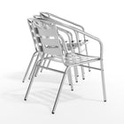 Flash Furniture Commercial Aluminum Indoor-Outdoor Restaurant Stack Chair with Triple Slat Back & Arms-Integrated Arms