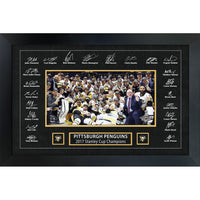 Pittsburgh Penguins 2017 Stanley Cup Replica Signature Frame - Framed Print - 35" x 23"-Premium print framed