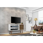 Manhattan Comfort Liberty 42.52" TV Stand, White and Rustic Brown (212BMC69)-Upon Assembly, Measures: 42.52 in. Length, 25.8 in. Height, 14.17 in Depth.