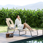 Outsunny Adjustable Outdoor Lounge Chair with Face Hole and Pillow - Beige-Made with a strong metal frame and Oxford cloth for dependable construction