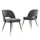 Modway Rouse Performance Velvet Dining Side Chairs - Charcoal - 2 Pack-Glam Deco Dining Room Chairs - Set of 2