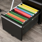 Vinsetto 3-Drawer Steel Letter/A4 Filing Cabinet with Lock & Wheels - Black-Made of powder coated steel for easy cleaning and sturdiness   
