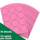 JAM Paper Round Circle Label Sticker Seals, 2.5 inch diameter, Pink, 120 Pack (147628587)-Size: 2 1/2 inches