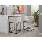 Manhattan Comfort Embassy 20.5" Mid-Century Modern Faux Leather Upholstered Counter Stool - Cream and Black-Modern Square Frame Design Made of Durable Metal